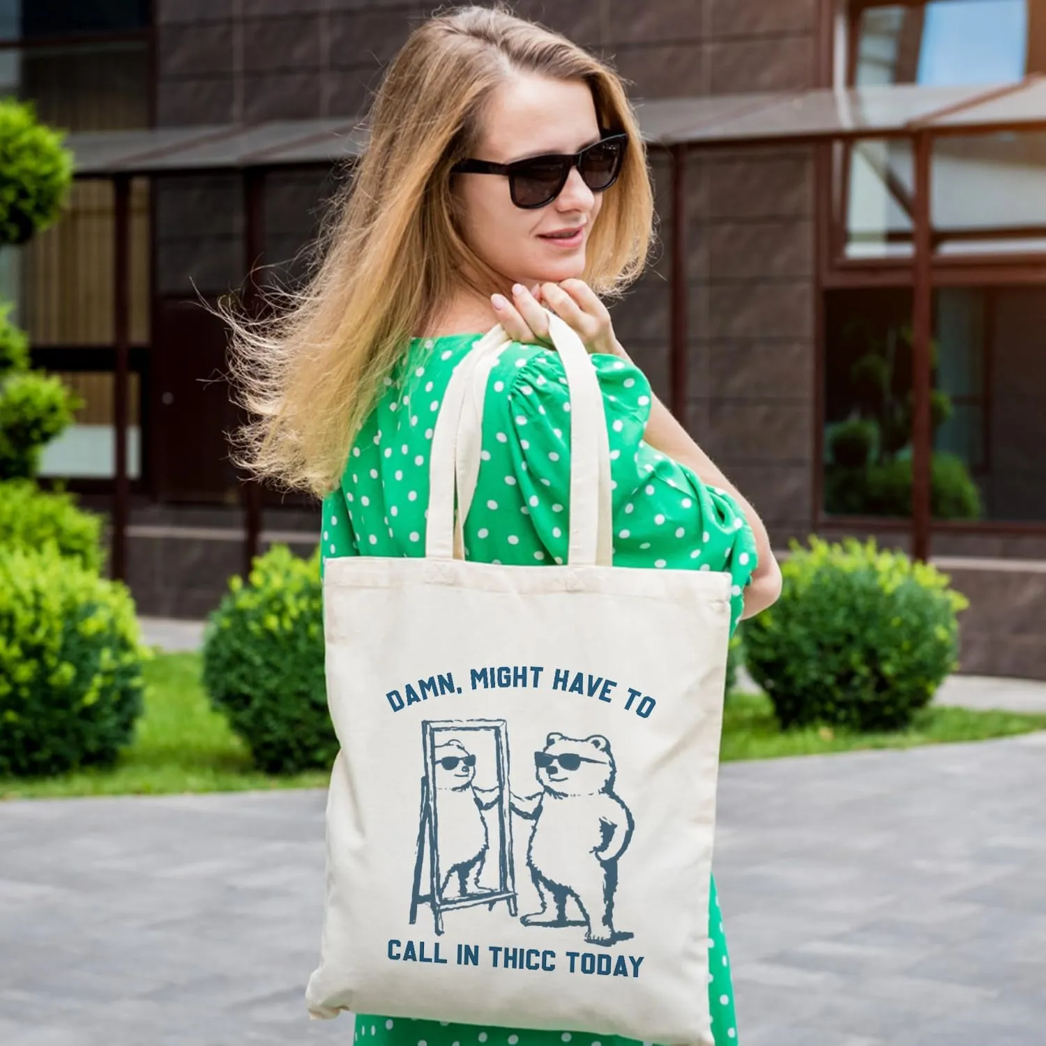 OUZ Stylish Reusable Canvas Tote Bag for Women, Lightweight & Durable Shoulder Bag for Shopping, Work, Gym, Beach, Travel