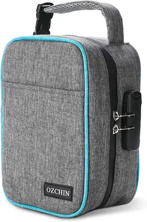 OZCHIN Large Smell Proof Bag With Combination Lock 9" x 6.3" x 4.5" Lunch Bag File Organizer Case Container Medicine Stash Lock Bag Travel Storage Case