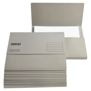 Pack of 100 Grey Card Premium Foolscap Document Wallets