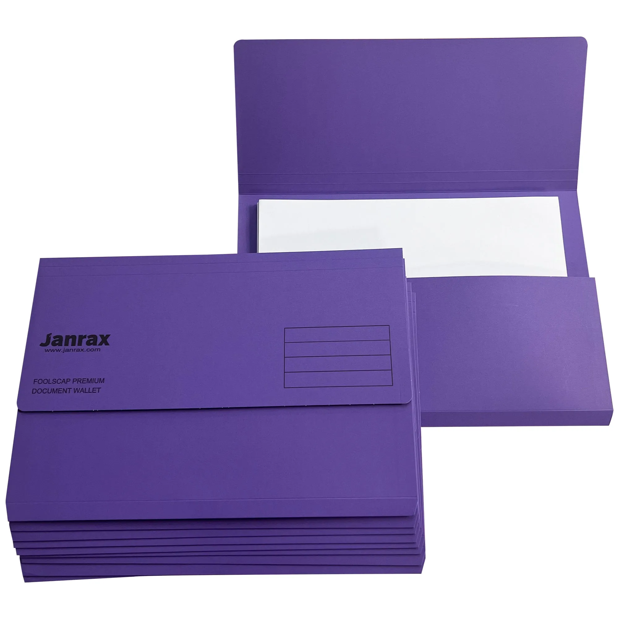 Pack of 50 Purple Card Premium Foolscap Document Wallets