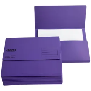 Pack of 50 Purple Card Premium Foolscap Document Wallets