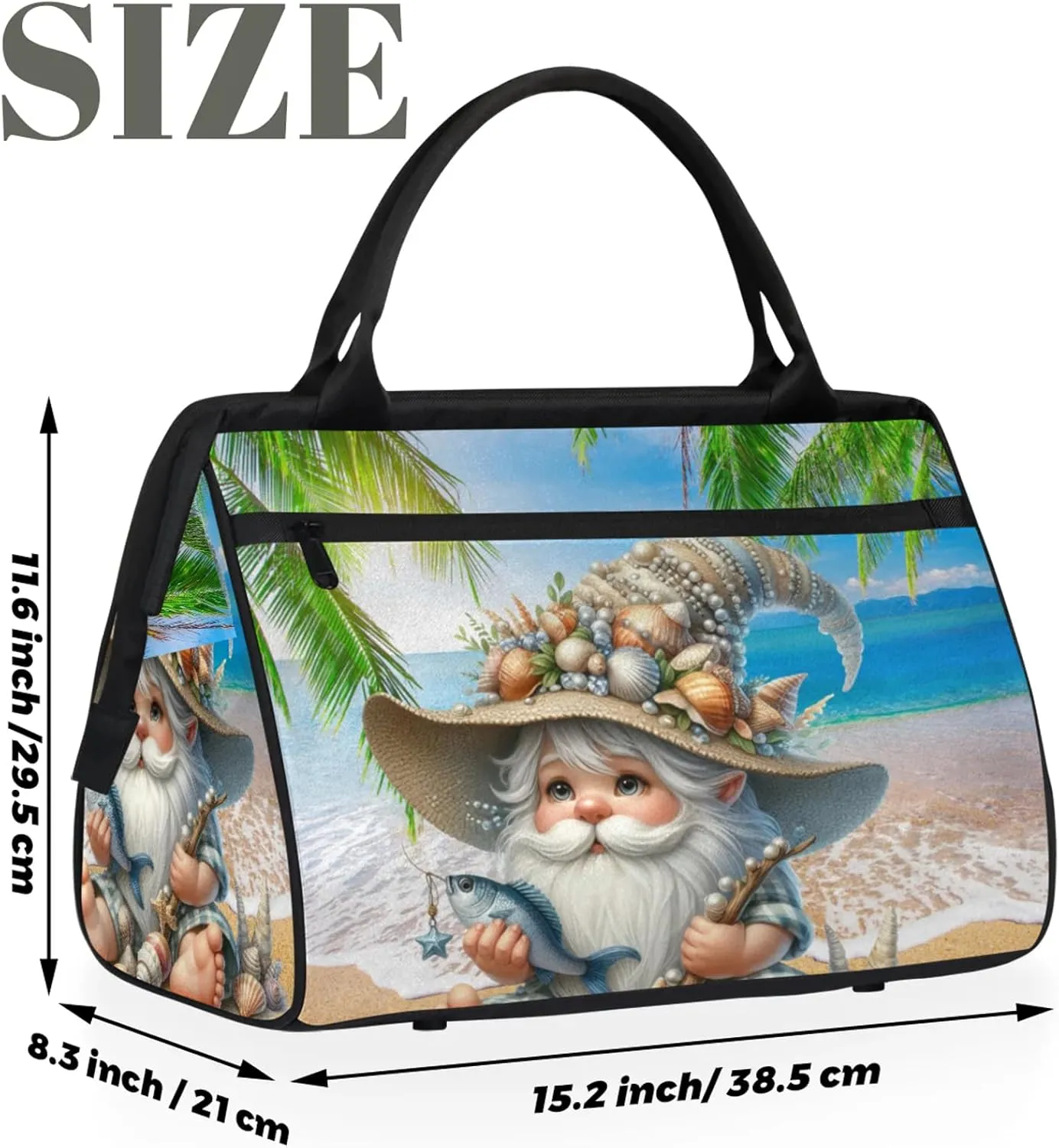 Palm Leaf Beach Shell Travel Duffel Bag Gym Tote Bag for Women Men Waterproof Weekend Overnight Bag Carry On Tote Luggage with Pocket Personal Item Bags Sports Bag fit Travel Sports Gym Yoga