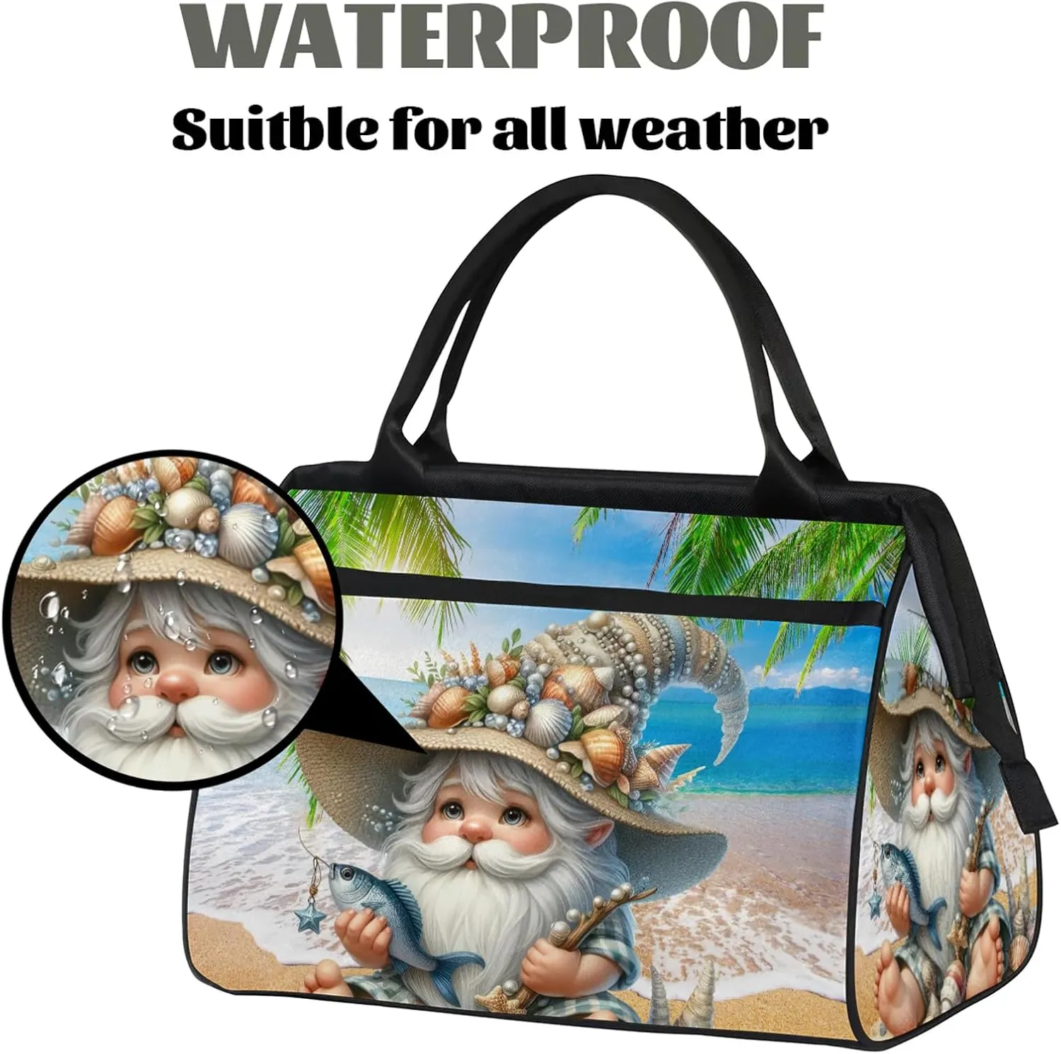 Palm Leaf Beach Shell Travel Duffel Bag Gym Tote Bag for Women Men Waterproof Weekend Overnight Bag Carry On Tote Luggage with Pocket Personal Item Bags Sports Bag fit Travel Sports Gym Yoga