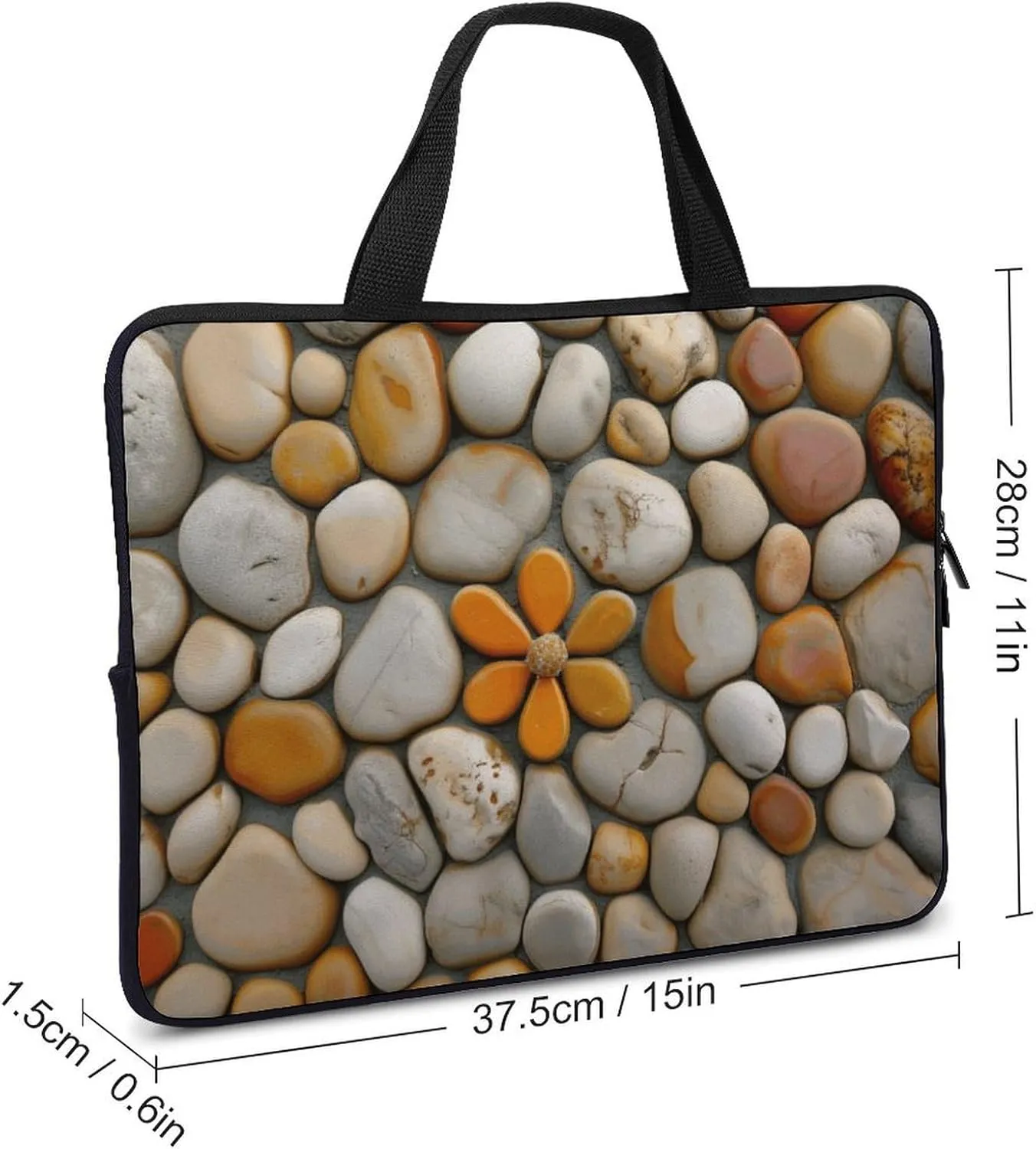 Pebble Cobble Stones Laptop Bag Laptop Case Computer Messenger Bag with Adjustable Shoulder Strap