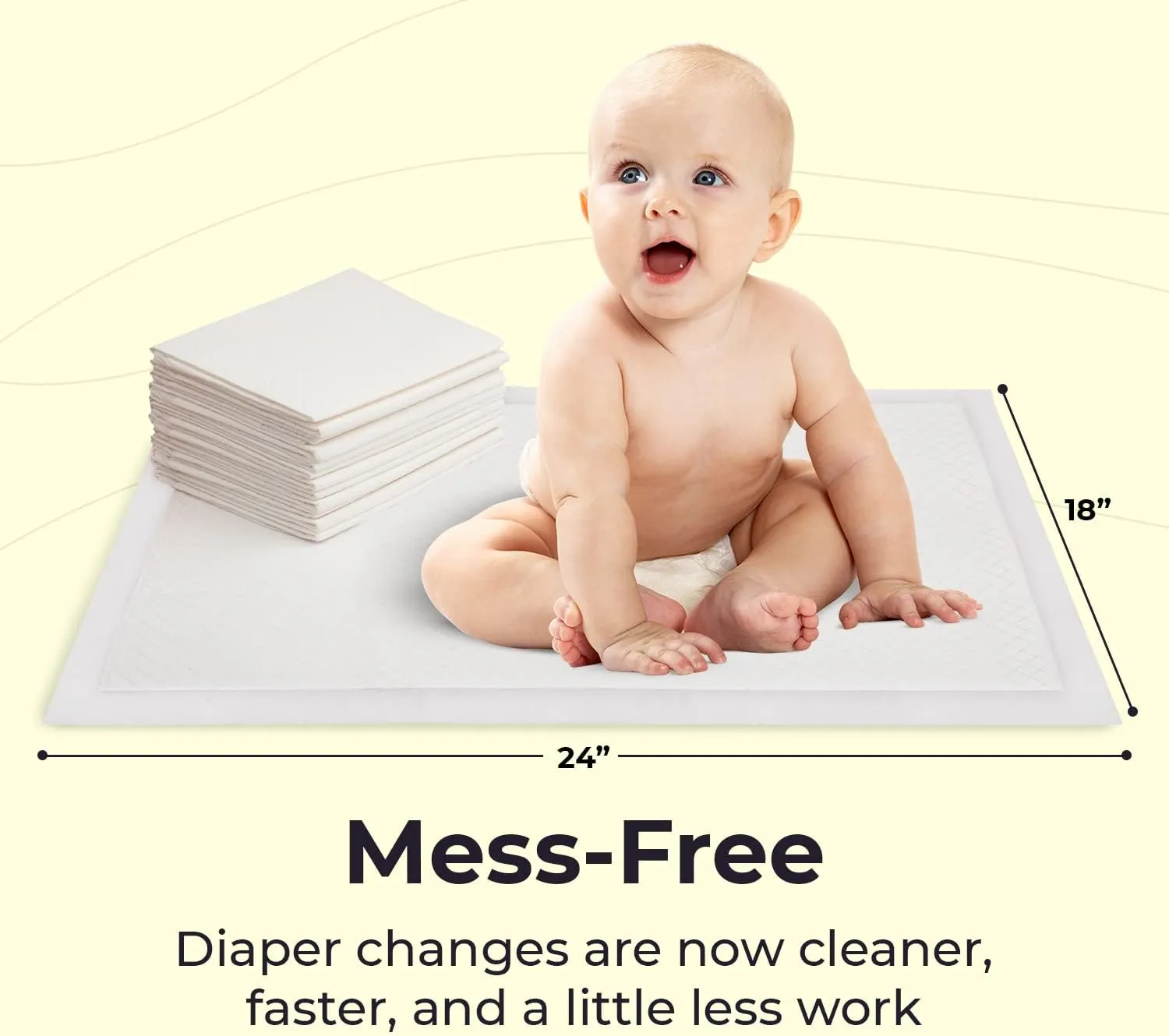 Peekapoo - Disposable Changing Pad Liners (50 Pack) Super Soft, Ultra Absorbent & Waterproof - Covers Any Surface for Mess Free Baby Diaper Changes