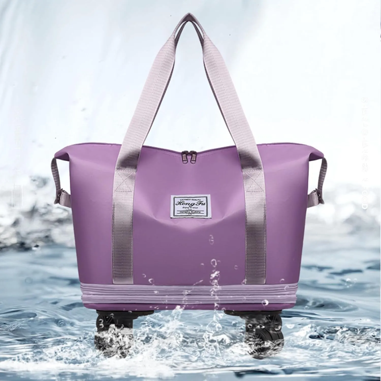 Pepepo Travel Bag with Wheels, 2025 New Large Capacity Duffle Bag Universal Wheel Removable Foldable Suitcase (Pink)