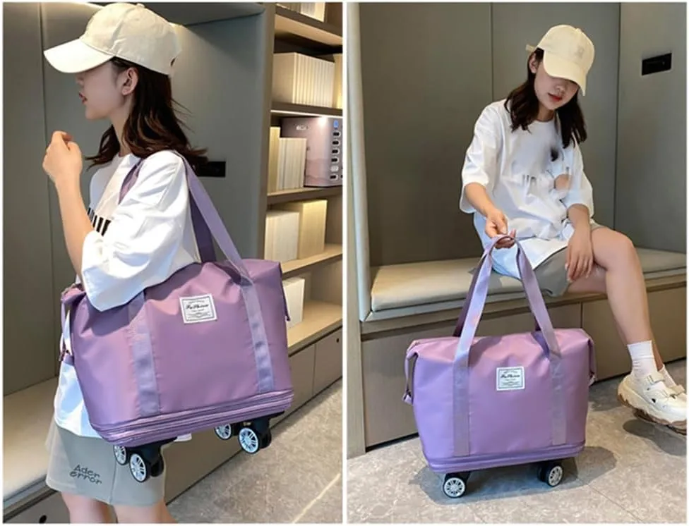 Pepepo Travel Bag With Wheels, 2025 New Large Capacity Travel Bag - Universal Wheel Removable, Large Capacity Wide-Open (LIGHT PURPLE)