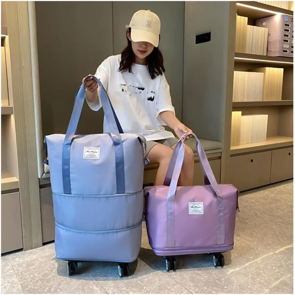 Pepepo Travel Bag With Wheels, 2025 New Large Capacity Travel Bag - Universal Wheel Removable, Large Capacity Wide-Open (LIGHT PURPLE)