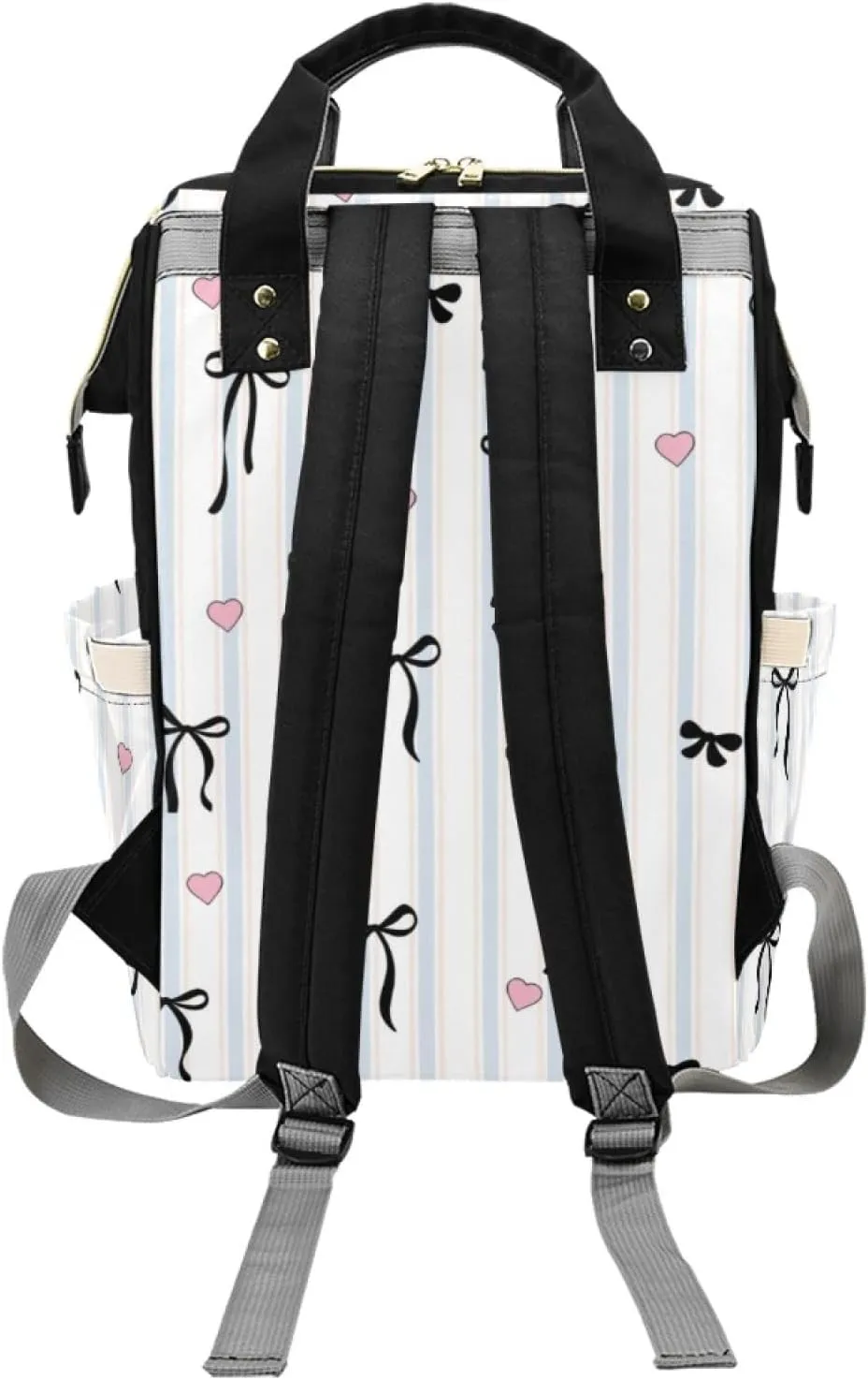 Personalized Baby Diaper Bag Backpack for Women, Custom Name Nursing Mommy Daypack, Diaper Bag for Girls Boys, New Mom Gifts (Bow Black)