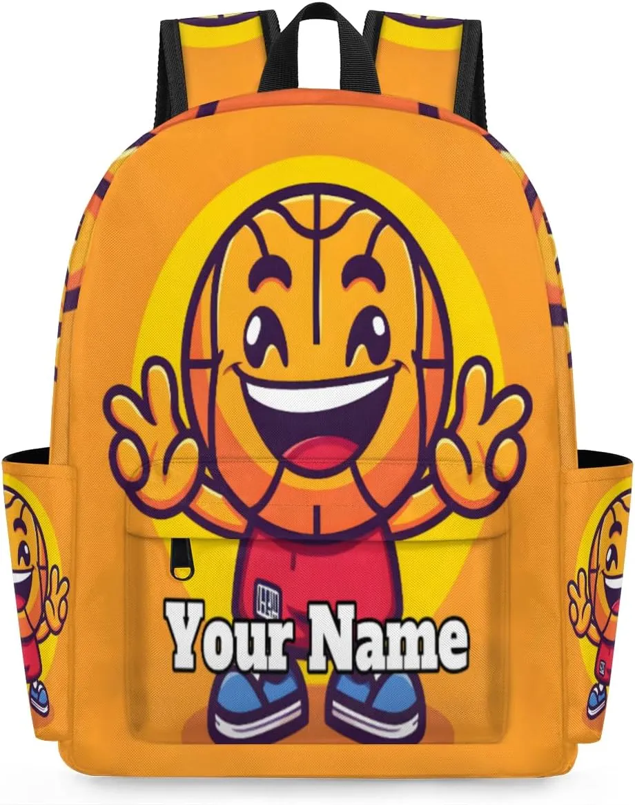 Personalized Basketball Preschool Toddler Backpack for Boys Girls Custom Kids Name Small Bookbags Kindergarten Elementary Backpack, Cartoon Basketball
