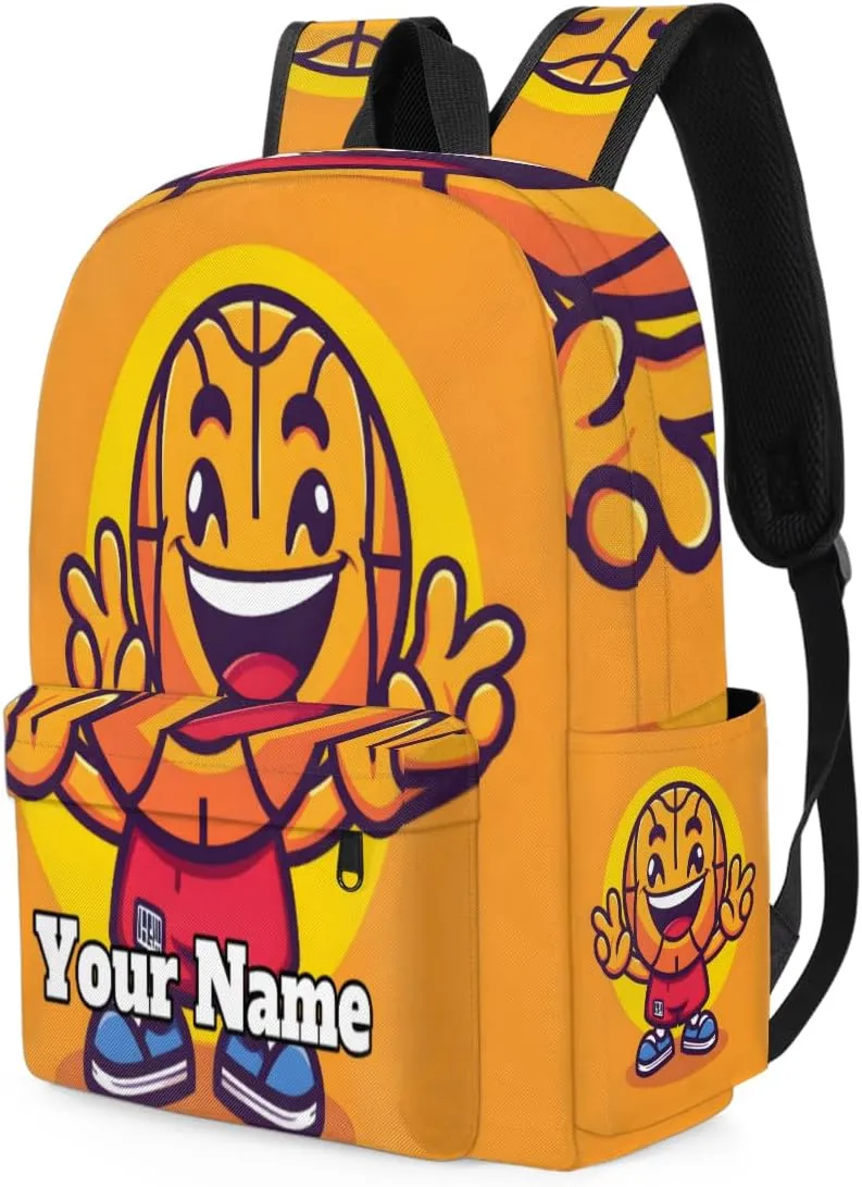 Personalized Basketball Preschool Toddler Backpack for Boys Girls Custom Kids Name Small Bookbags Kindergarten Elementary Backpack, Cartoon Basketball