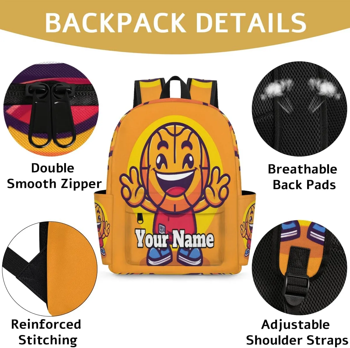 Personalized Basketball Preschool Toddler Backpack for Boys Girls Custom Kids Name Small Bookbags Kindergarten Elementary Backpack, Cartoon Basketball