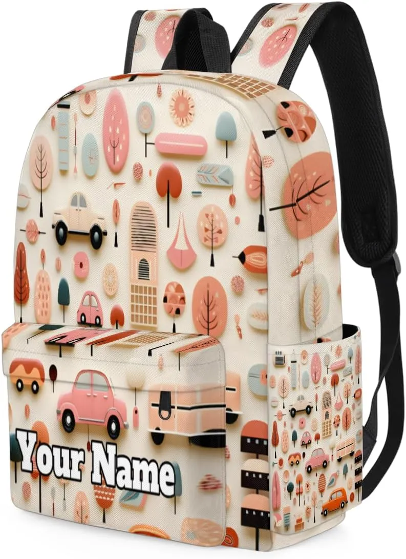Personalized Cartoon Car Preschool Toddler Backpack for Boys Girls Custom Kids Name Small Bookbags Kindergarten Elementary Backpack, Cars