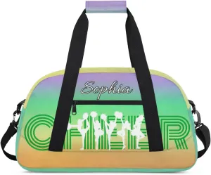 Personalized Cheer Bag with Name Custom Cheerleader Bags Cheer Dance Bag Customize Cheer Duffel Bag Overnight Weekender Bag, Green Yellow