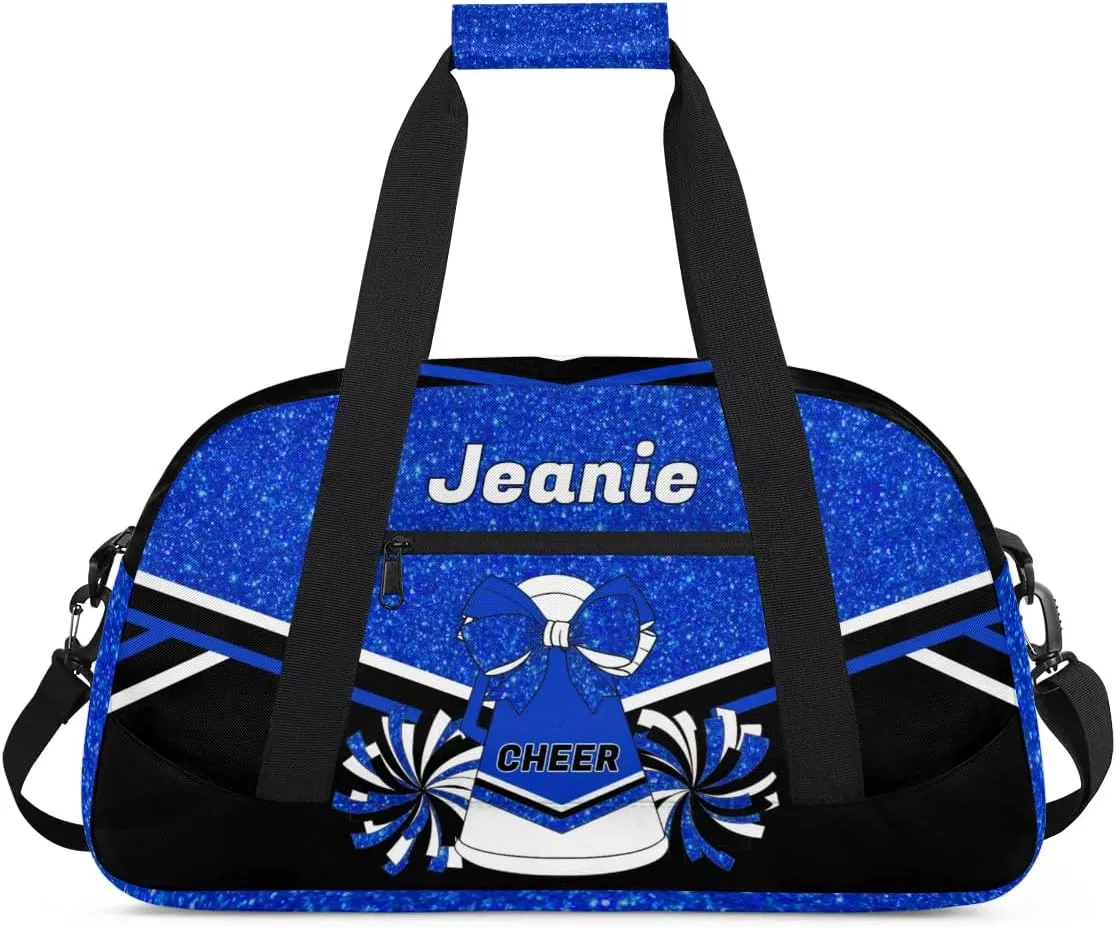 Personalized Cheerleader Bag Cheer Duffel Bag Customized Cheerleaders Bag with Your Name Travel Overnight Bag Gym Bag, Blue