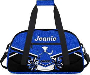 Personalized Cheerleader Bag Cheer Duffel Bag Customized Cheerleaders Bag with Your Name Travel Overnight Bag Gym Bag, Blue