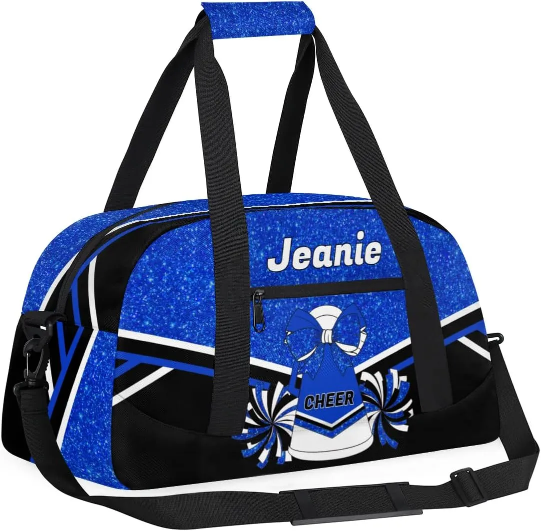 Personalized Cheerleader Bag Cheer Duffel Bag Customized Cheerleaders Bag with Your Name Travel Overnight Bag Gym Bag, Blue
