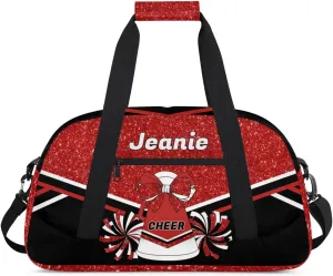 Personalized Cheerleader Bag Cheer Duffel Bag Customized Cheerleaders Bag with Your Name Travel Overnight Bag Gym Bag, Red