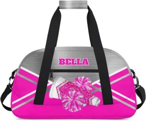 Personalized Cheerleader Bag Dance Bag for Girl, Custom Team Bag Gymnastics Bag Sport Duffel Bag, Weekender Bags Travel Duffel Bag for Cheer Team Pink Glitter Cheer