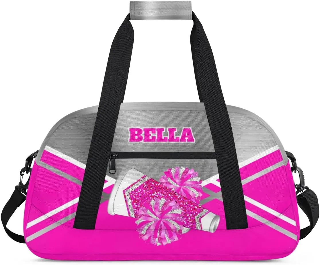 Personalized Cheerleader Bag Dance Bag for Girl, Custom Team Bag Gymnastics Bag Sport Duffel Bag, Weekender Bags Travel Duffel Bag for Cheer Team Pink Glitter Cheer