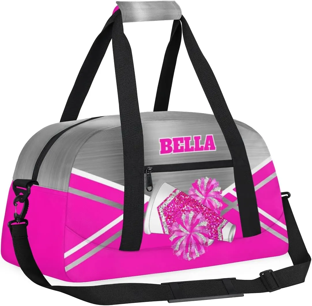 Personalized Cheerleader Bag Dance Bag for Girl, Custom Team Bag Gymnastics Bag Sport Duffel Bag, Weekender Bags Travel Duffel Bag for Cheer Team Pink Glitter Cheer