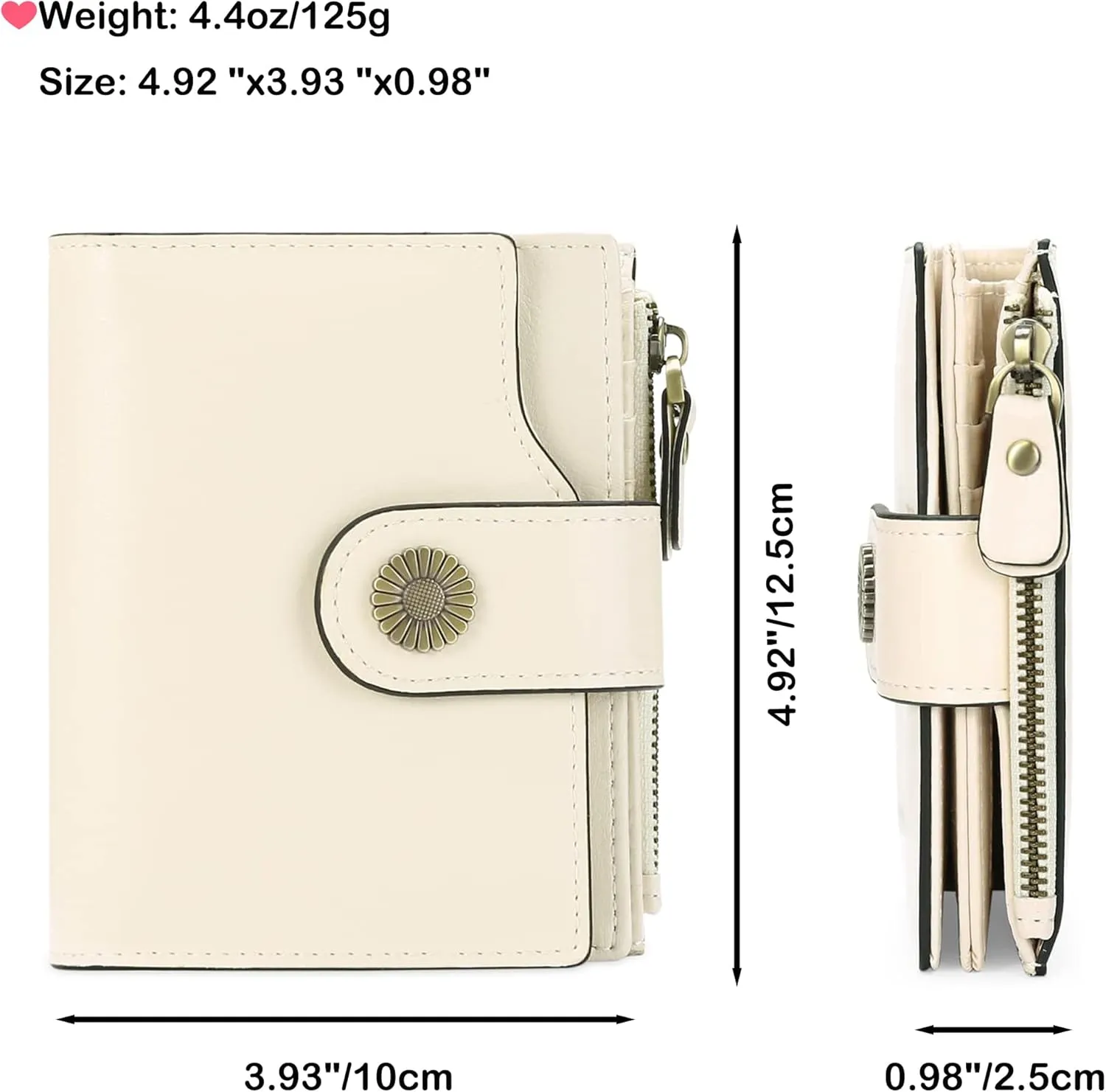 Personalized Customized Small Wallet,Engraved Name Leather Wallets Bifold Card Holder RFID Blocking with Zipper Coin Pocket Purse For Women (Wax-Beige)