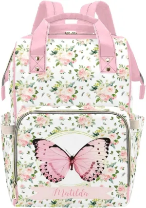 Personalized Cute Cow Diaper Bag for Women, Custom Name Nursing Mommy Daypack, Diaper Bag for Baby Boy Girl, New Mom Gifts