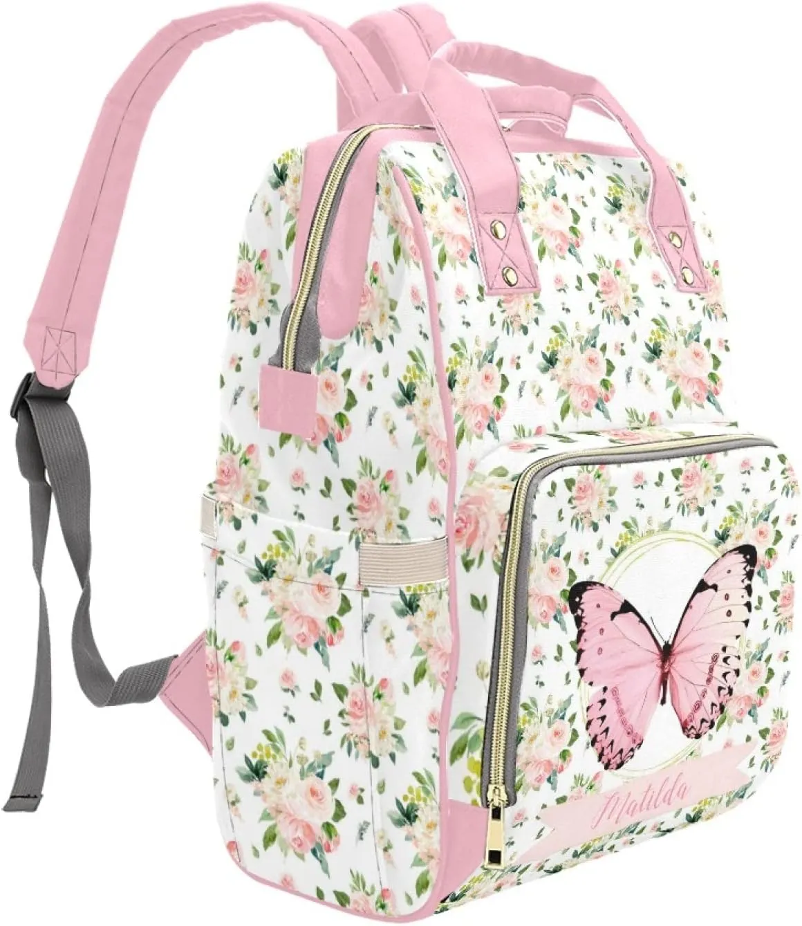 Personalized Cute Cow Diaper Bag for Women, Custom Name Nursing Mommy Daypack, Diaper Bag for Baby Boy Girl, New Mom Gifts