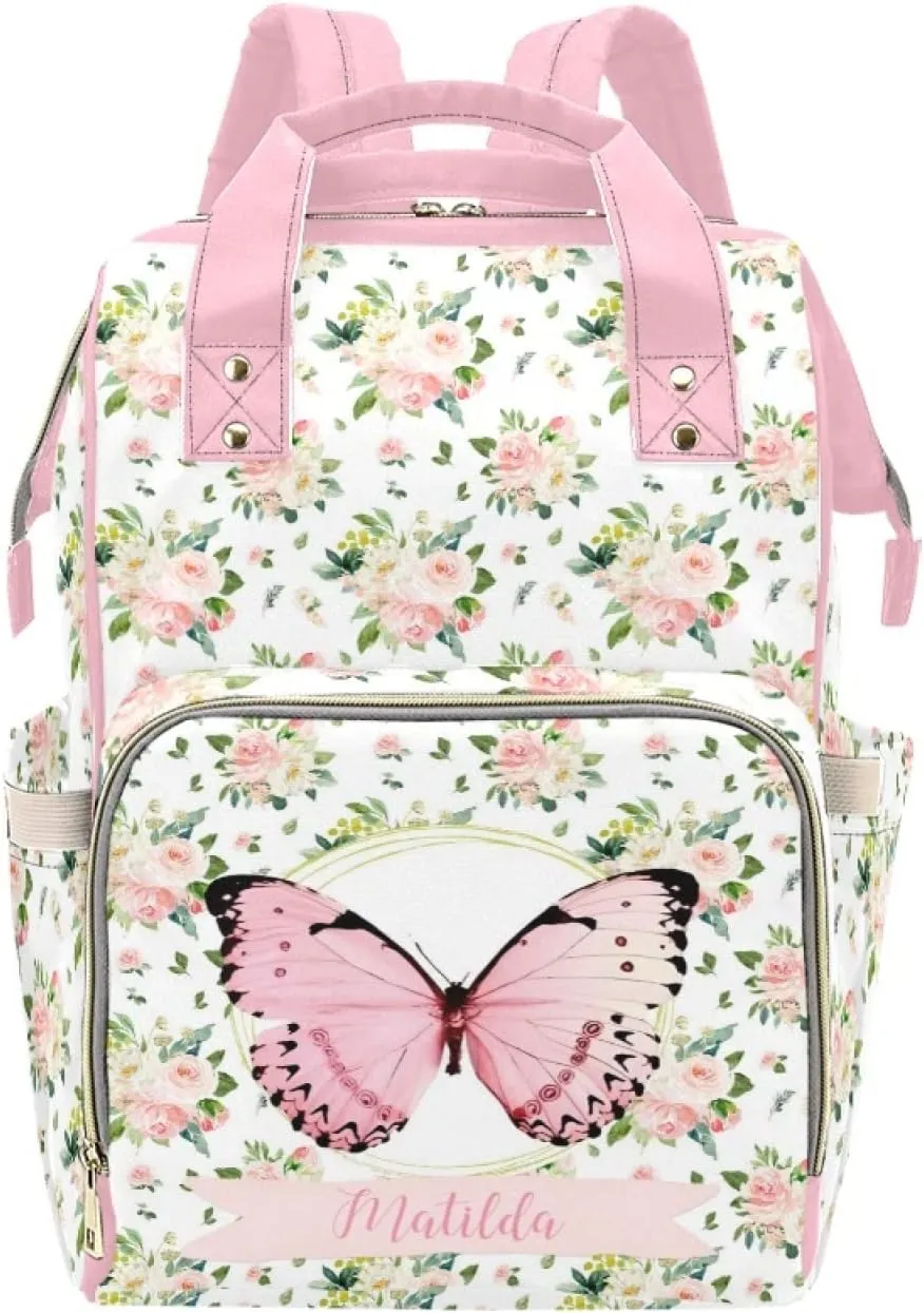 Personalized Cute Cow Diaper Bag for Women, Custom Name Nursing Mommy Daypack, Diaper Bag for Baby Boy Girl, New Mom Gifts