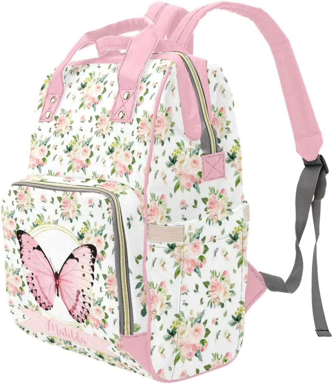 Personalized Cute Cow Diaper Bag for Women, Custom Name Nursing Mommy Daypack, Diaper Bag for Baby Boy Girl, New Mom Gifts