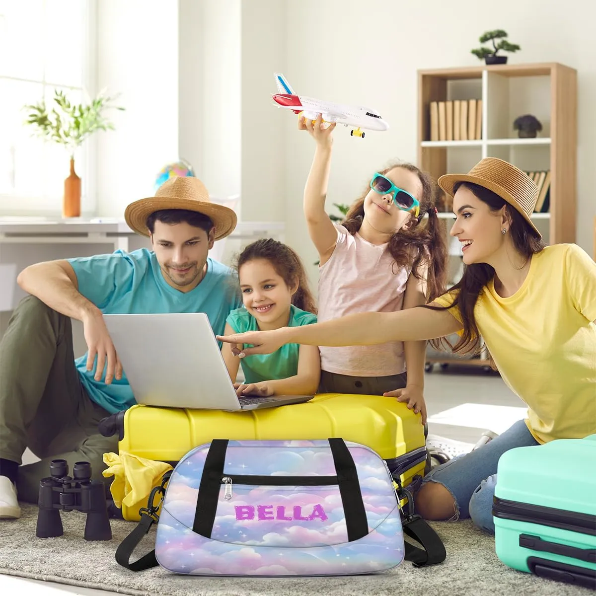 Personalized Dance Bag Gym Bag for Girl, Custom Sport Duffel Bag Weekender Bags Travel Duffel Bag Colorful Rainbow Cloud