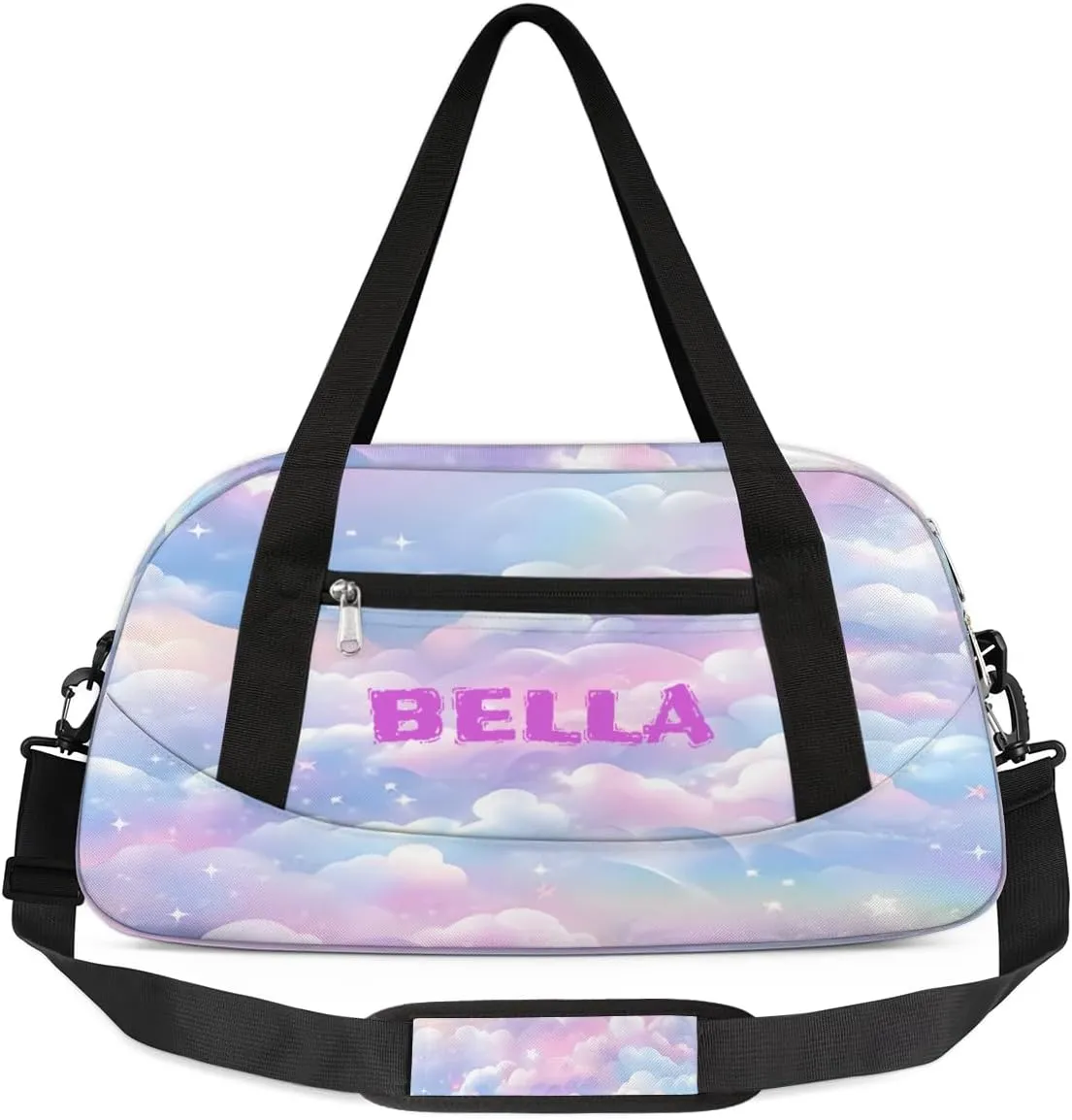 Personalized Dance Bag Gym Bag for Girl, Custom Sport Duffel Bag Weekender Bags Travel Duffel Bag Colorful Rainbow Cloud