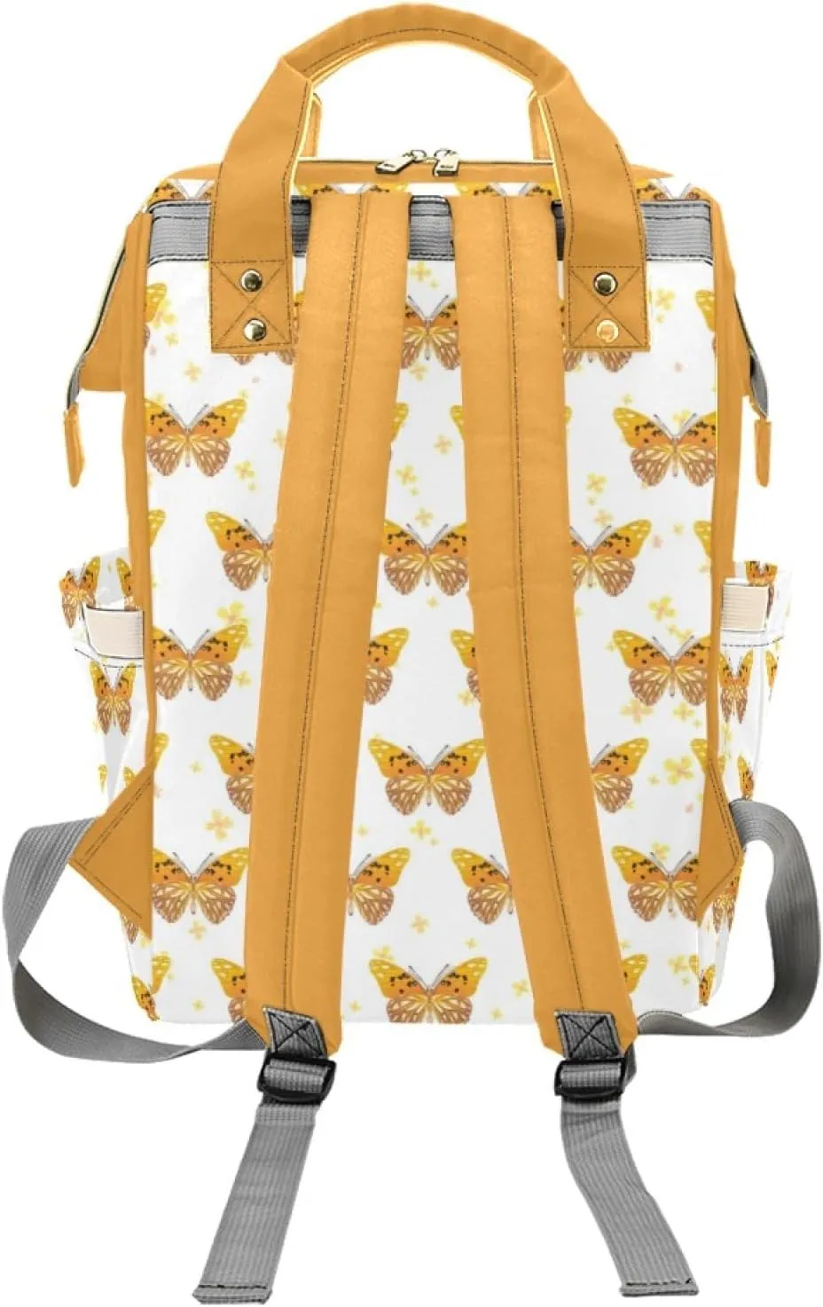 Personalized Diaper Bag Backpack for Women, Custom Name Nursing Mommy Daypack, Diaper Bag for Girls Boys, New Mom Gifts (Butterfly Orange)