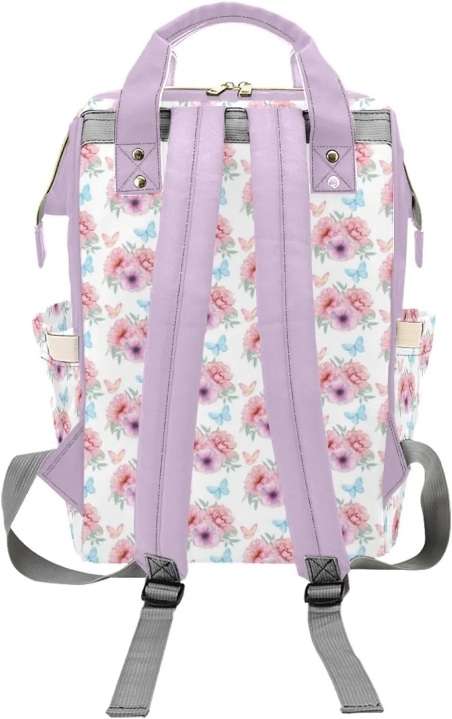 Personalized Diaper Bag Backpack for Women, Custom Name Nursing Mommy Daypack, Diaper Bag for Girls Boys, New Mom Gifts (Butterfly Purple)