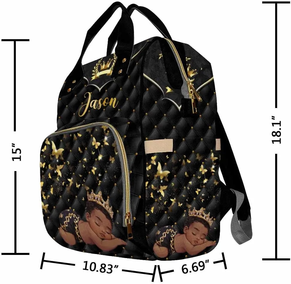 Personalized Diaper Bag Backpack Noble Cute Boy Travel Backpack with Name Waterproof Custom Name Nursing Mommy Bag for Newborn Baby Boys Girls Father's Day Mother's Day