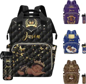 Personalized Diaper Bag Backpack Noble Cute Boy Travel Backpack with Name Waterproof Custom Name Nursing Mommy Bag for Newborn Baby Boys Girls Father's Day Mother's Day