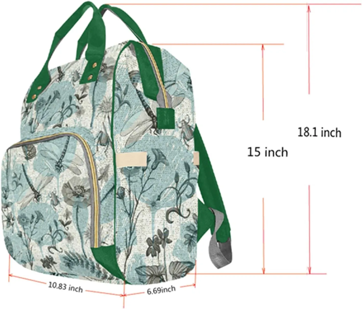 Personalized Diaper Bag Backpack with Name Custom Baby Bag for Girls Boys Butterfly Floral Maternity Mommy Travel Bag Monogram Nappy Backpack with Thermal Pockets for Adults Kids Waterproof Daypack
