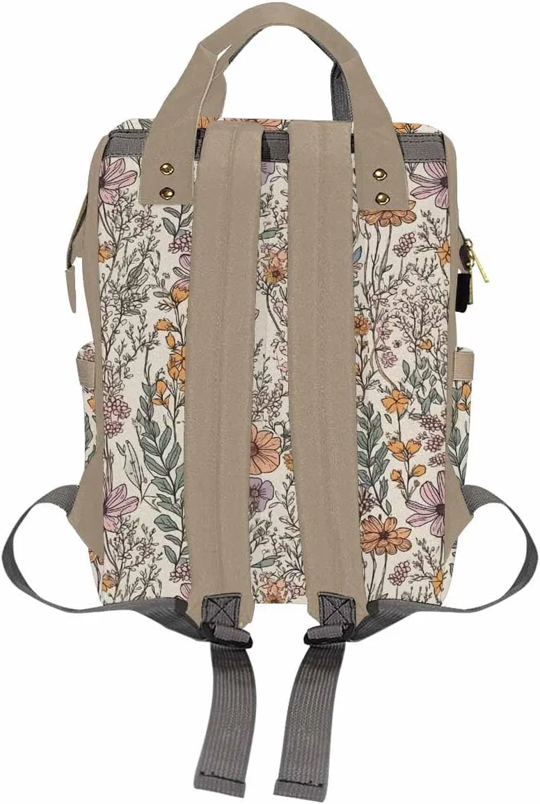 Personalized Diaper Bag Backpack with Name Custom Baby Bag for Girls Boys Butterfly Floral Maternity Mommy Travel Bag Monogram Nappy Backpack with Thermal Pockets for Adults Kids Waterproof Daypack