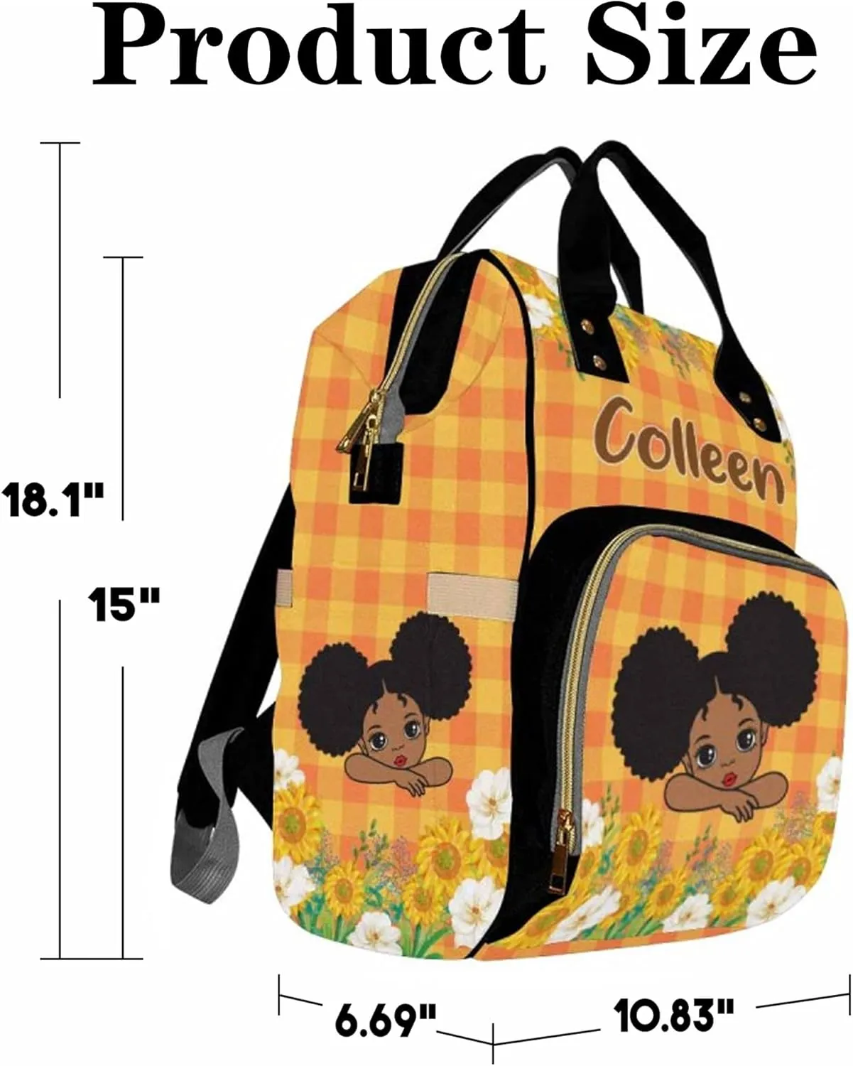 Personalized Diaper Bag Backpack with Name for Baby Girls, Custom Name Baby Bag Nursing Nappy Bag Travel Tote Bag Handbag Shoulder Bag Gifts for Mom Girl, Customized Kids Schoolbag, Baby Shower Gifts