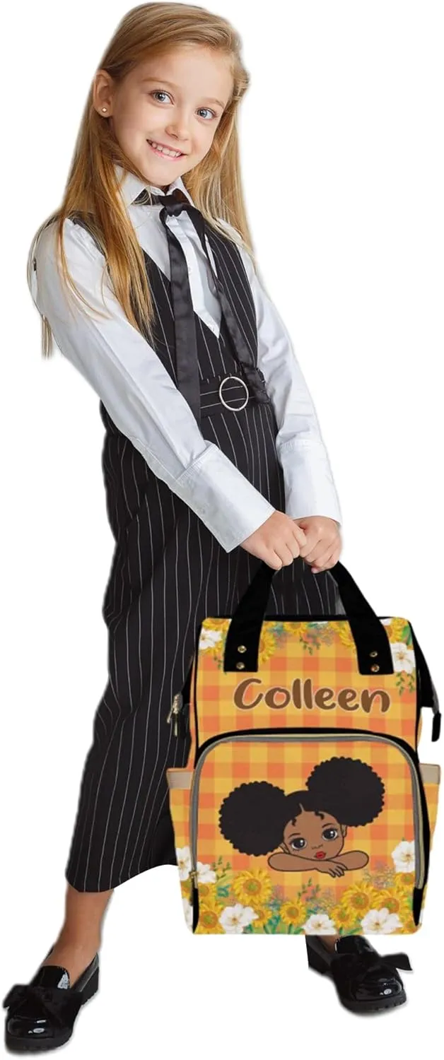 Personalized Diaper Bag Backpack with Name for Baby Girls, Custom Name Baby Bag Nursing Nappy Bag Travel Tote Bag Handbag Shoulder Bag Gifts for Mom Girl, Customized Kids Schoolbag, Baby Shower Gifts