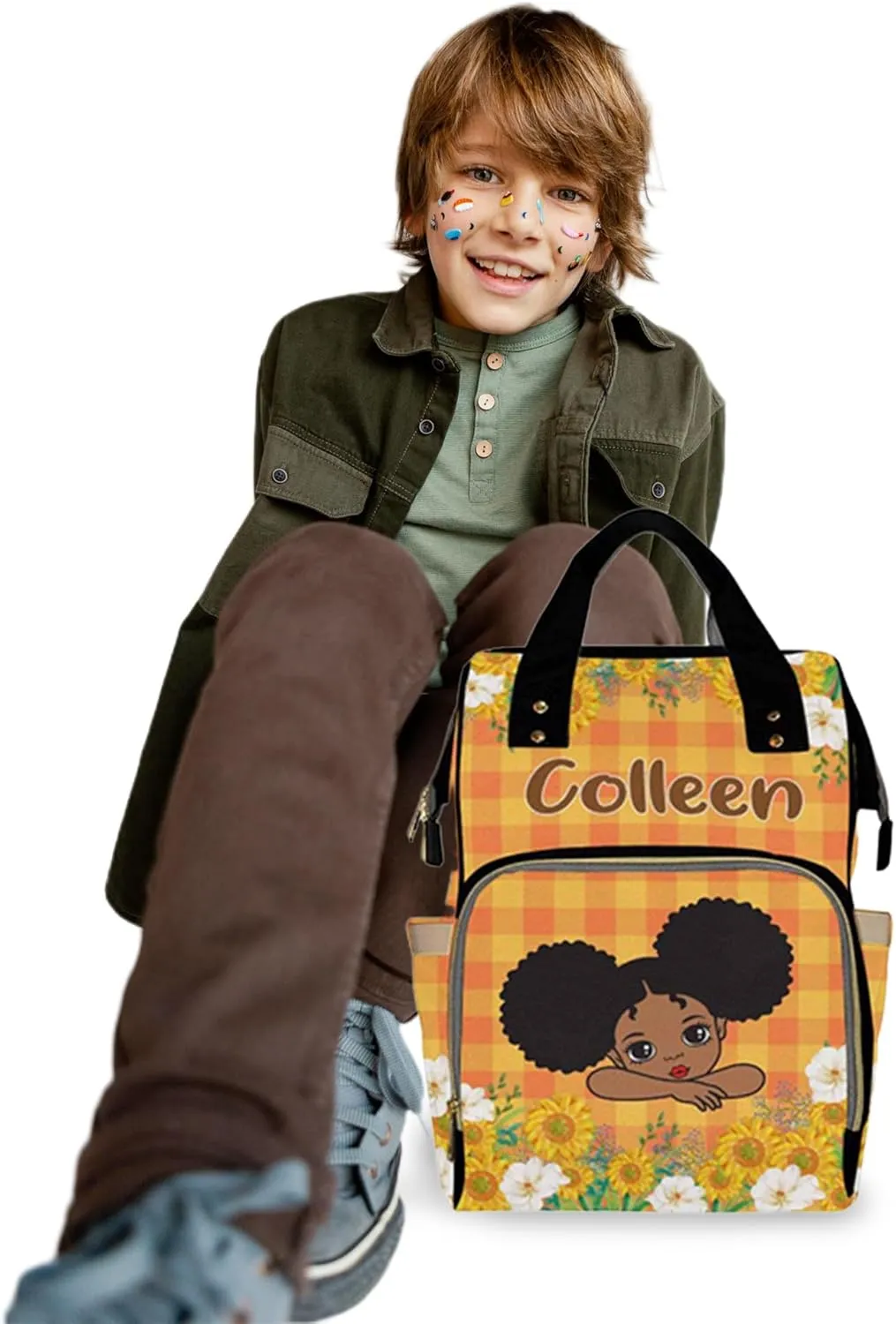 Personalized Diaper Bag Backpack with Name for Baby Girls, Custom Name Baby Bag Nursing Nappy Bag Travel Tote Bag Handbag Shoulder Bag Gifts for Mom Girl, Customized Kids Schoolbag, Baby Shower Gifts