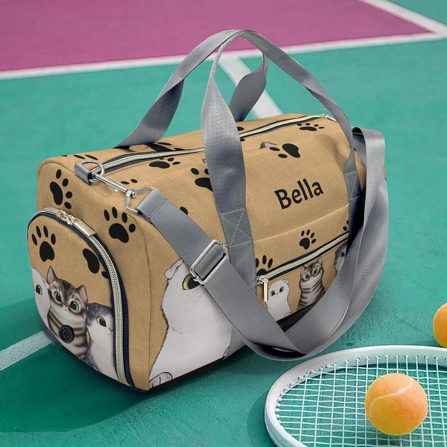 Personalized Duffel Bag Cute Cat Paw Prints Function Meets Fashion: Travel Bags for Fitness Journey