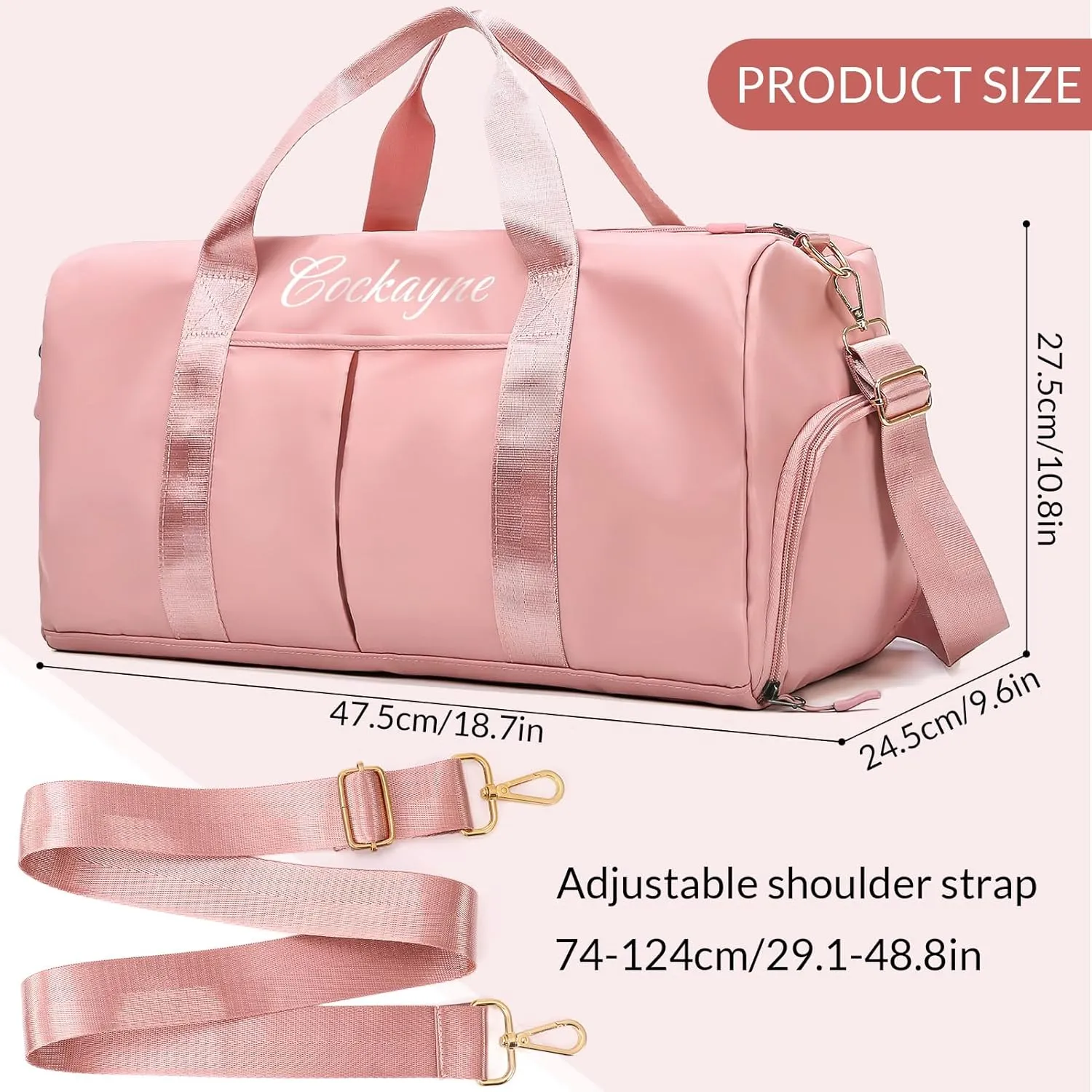 Personalized Duffle Bag, Custom Name Sports Gym Bag with Shoe Compartment&Dry Pockets,Waterproof Weekender Bags for Women and Men, Swim Dance Gym Travel Bag,Gifts for Groomsman,Bridesmaid
