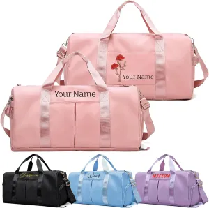 Personalized Duffle Bag, Custom Name Sports Gym Bag with Shoe Compartment&Dry Pockets,Waterproof Weekender Bags for Women and Men, Swim Dance Gym Travel Bag,Gifts for Groomsman,Bridesmaid