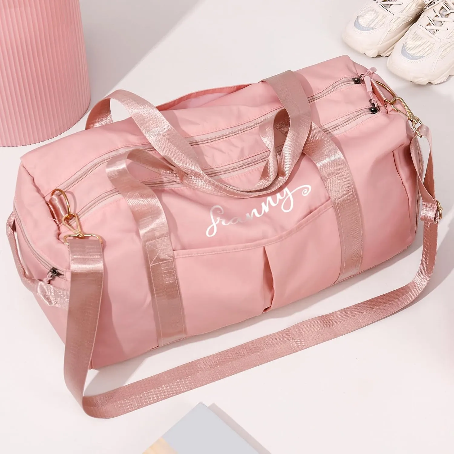 Personalized Duffle Bag, Custom Name Sports Gym Bag with Shoe Compartment&Dry Pockets,Waterproof Weekender Bags for Women and Men, Swim Dance Gym Travel Bag,Gifts for Groomsman,Bridesmaid
