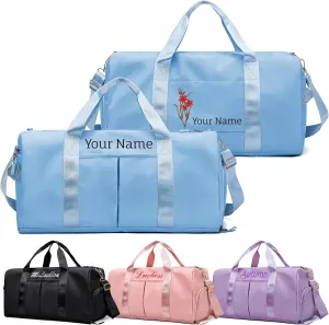 Personalized Duffle Bag, Custom Name Sports Gym Bag with Shoe Compartment&Dry Pockets,Waterproof Weekender Bags for Women and Men,Swim Dance Gym Travel Bag, Gifts for Groomsman,Bridesmaid