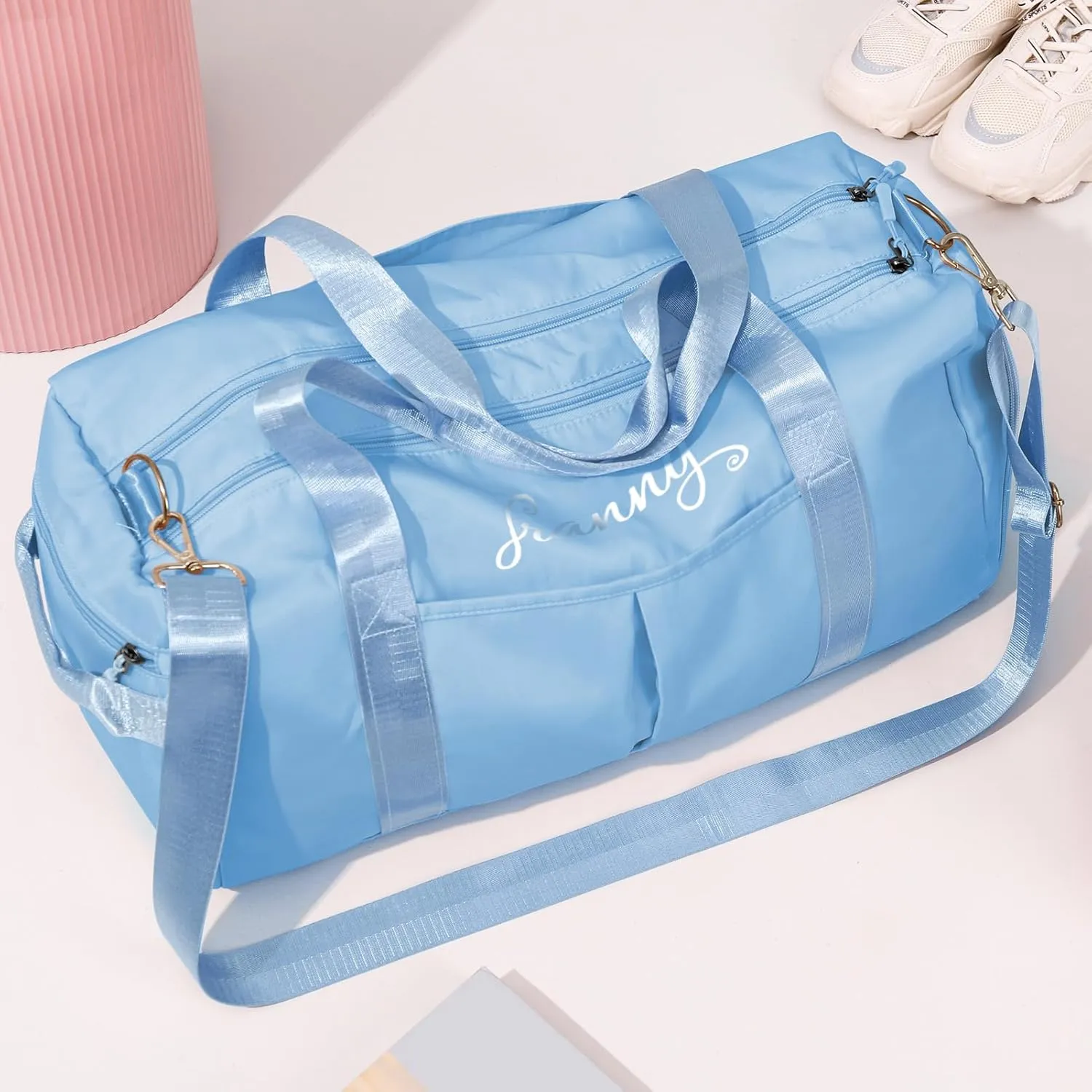 Personalized Duffle Bag, Custom Name Sports Gym Bag with Shoe Compartment&Dry Pockets,Waterproof Weekender Bags for Women and Men,Swim Dance Gym Travel Bag, Gifts for Groomsman,Bridesmaid