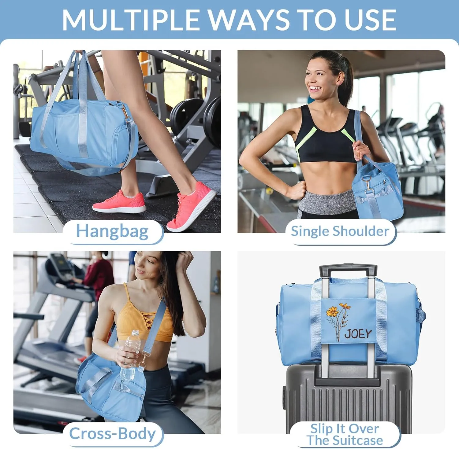 Personalized Duffle Bag, Custom Name Sports Gym Bag with Shoe Compartment&Dry Pockets,Waterproof Weekender Bags for Women and Men,Swim Dance Gym Travel Bag, Gifts for Groomsman,Bridesmaid