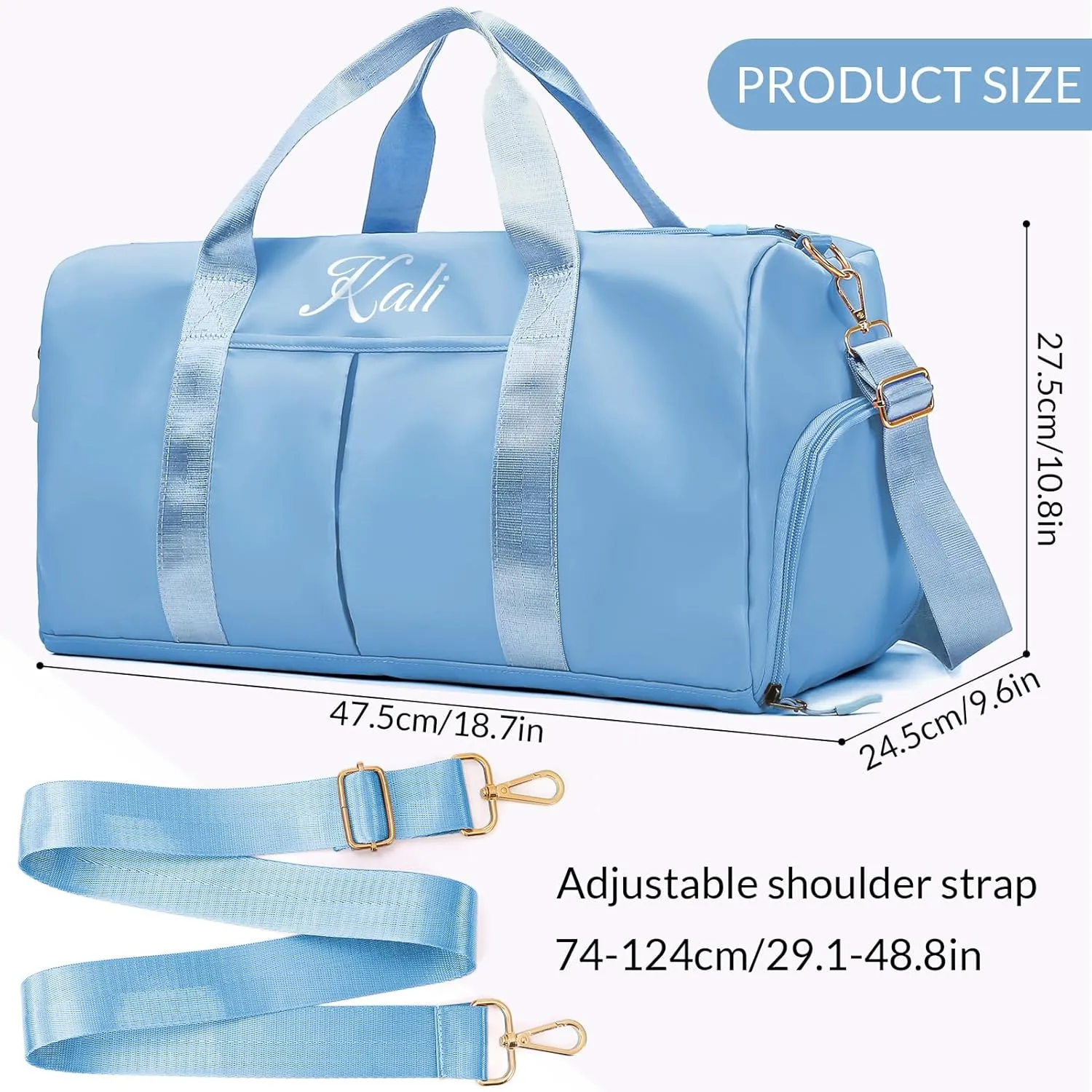 Personalized Duffle Bag, Custom Name Sports Gym Bag with Shoe Compartment&Dry Pockets,Waterproof Weekender Bags for Women and Men,Swim Dance Gym Travel Bag, Gifts for Groomsman,Bridesmaid