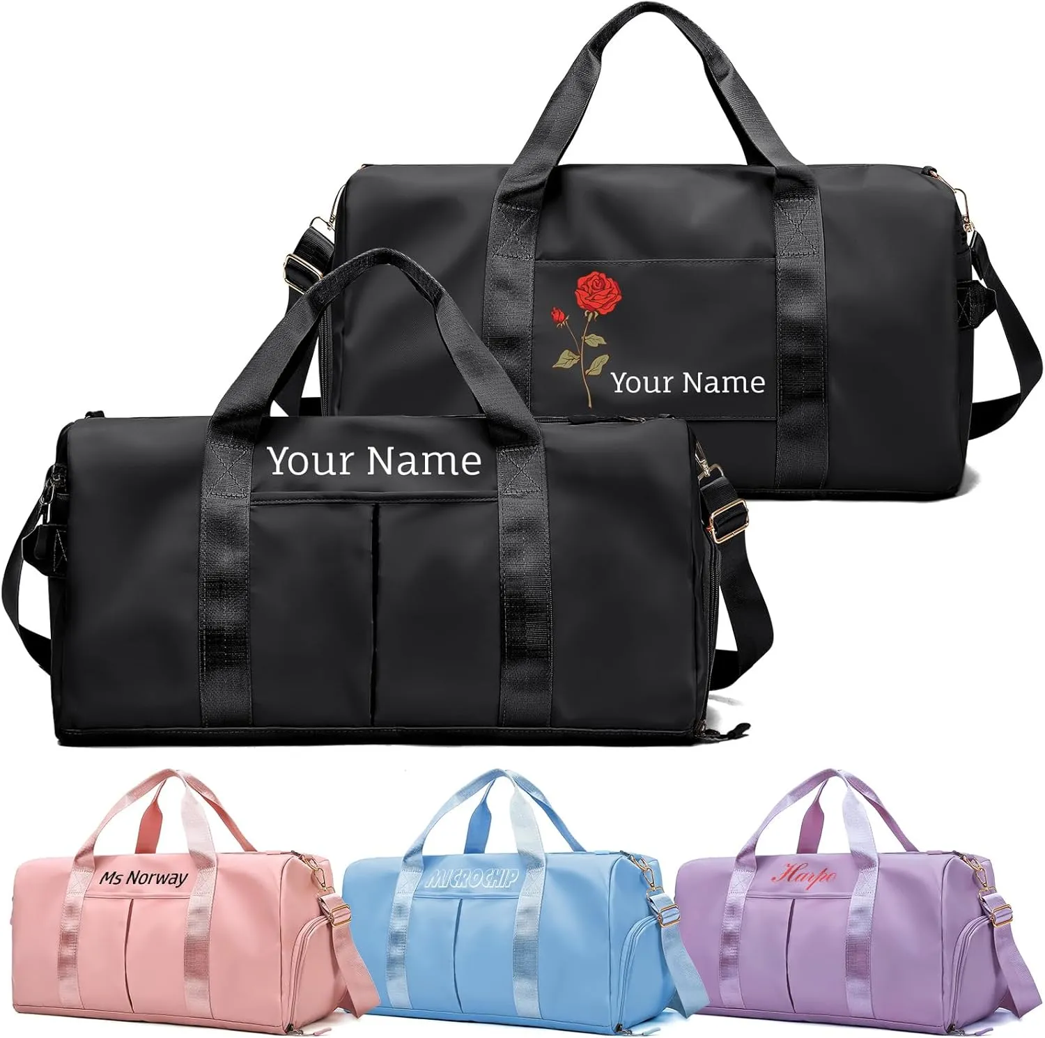 Personalized Duffle Bag,Custom Name Sports Gym Bag with Shoe Compartment&Dry Pockets, Waterproof Weekender Bags for Women and Men,Swim Dance Gym Travel Bag, Gifts for Groomsman,Bridesmaid
